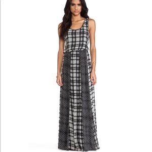 Ella Moss Black Gray Plaid Maxi Dress Medium M